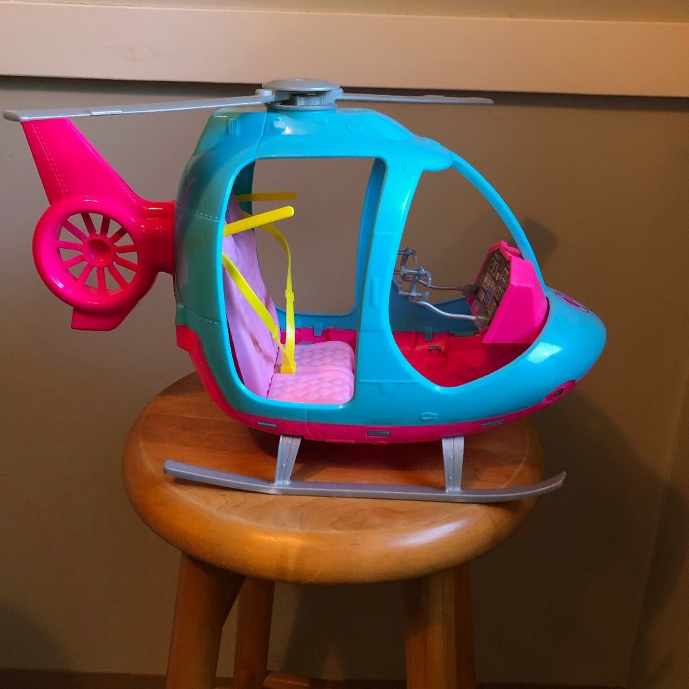 Barbie Helicopter, Pink and Blue with Spinning Rotor